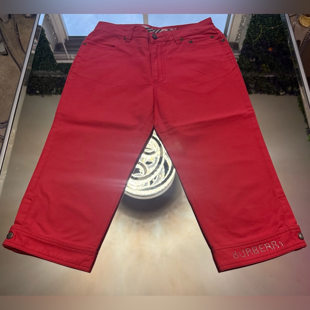 Burberry Red Pants with Signature Check Waistband - Picture 15 of 15